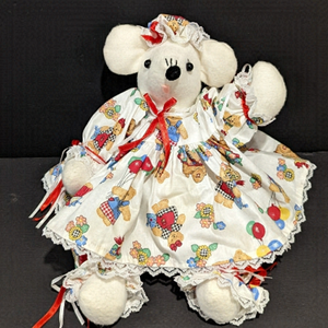 HANDMADE white mouse plush 14”